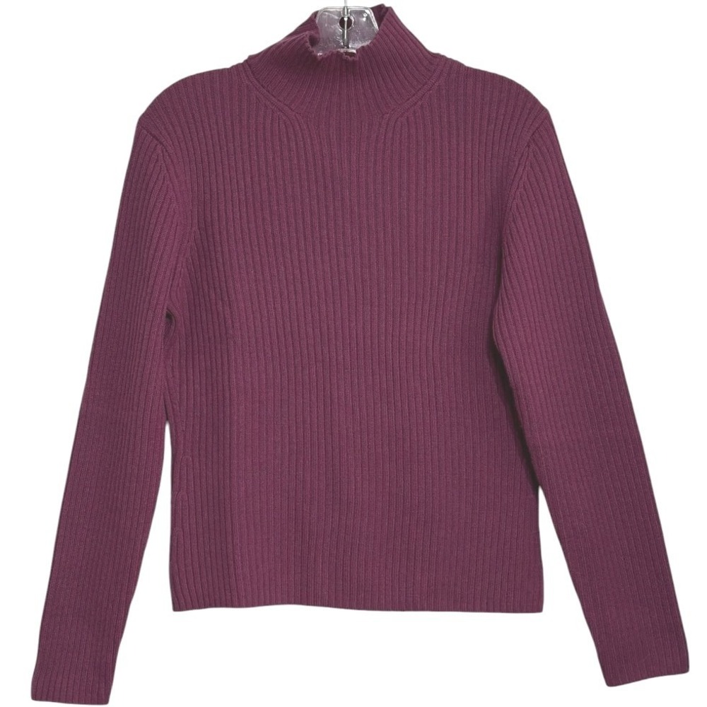 Brooks Brother 346 Turtleneck Women Purple Orchid Rib Merino Wool Sweater Fall L